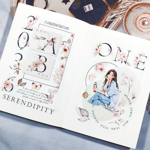 Sticker Washi Tape - Pre - cut - Rosé Scripts - 70 mm - 4 - Washi Tape Shop - Tidformera