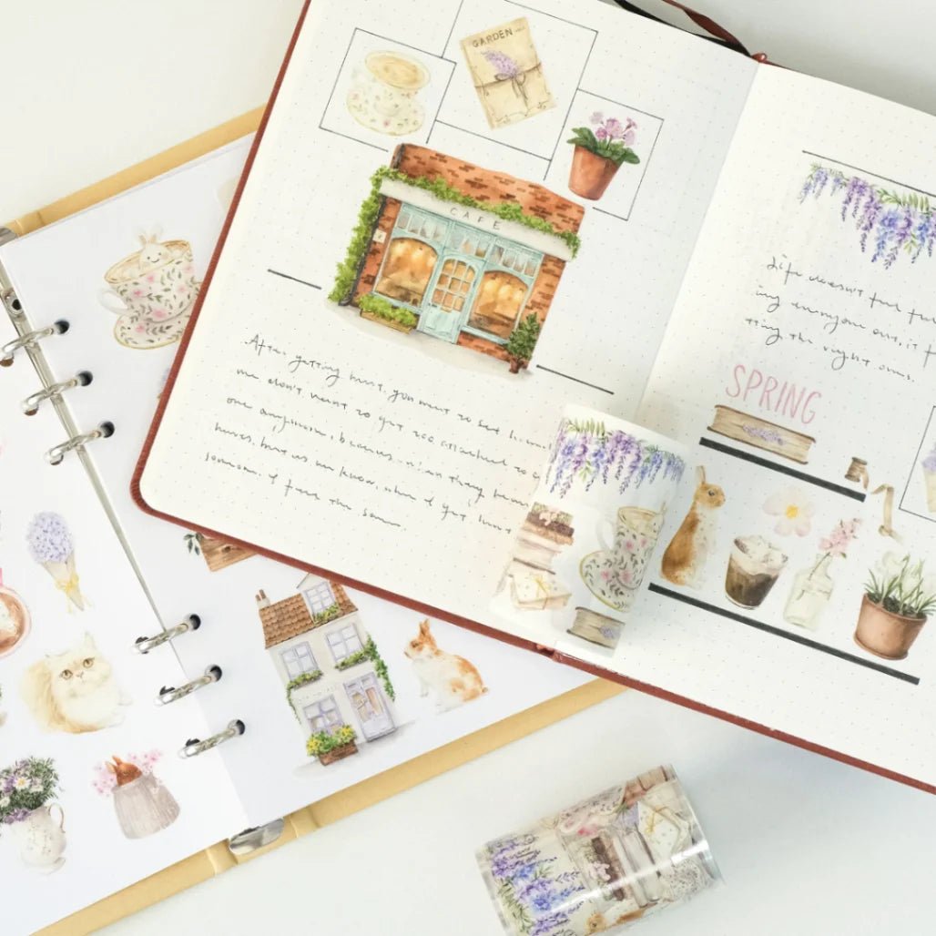 Sticker Washi Tape - Pre - cut - Spring Café - 70 mm - 2 - Washi Tape Shop - Tidformera