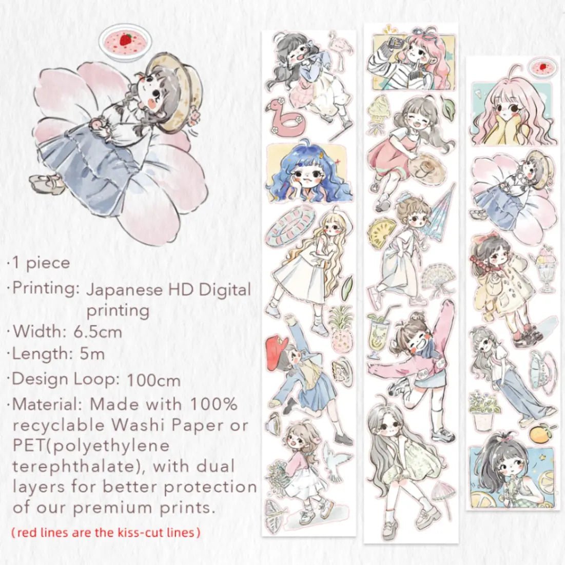 Sticker Washi Tape - Pre - cut - Studio Sprout - 65 mm - 6 - Washi Tape Shop - Tidformera