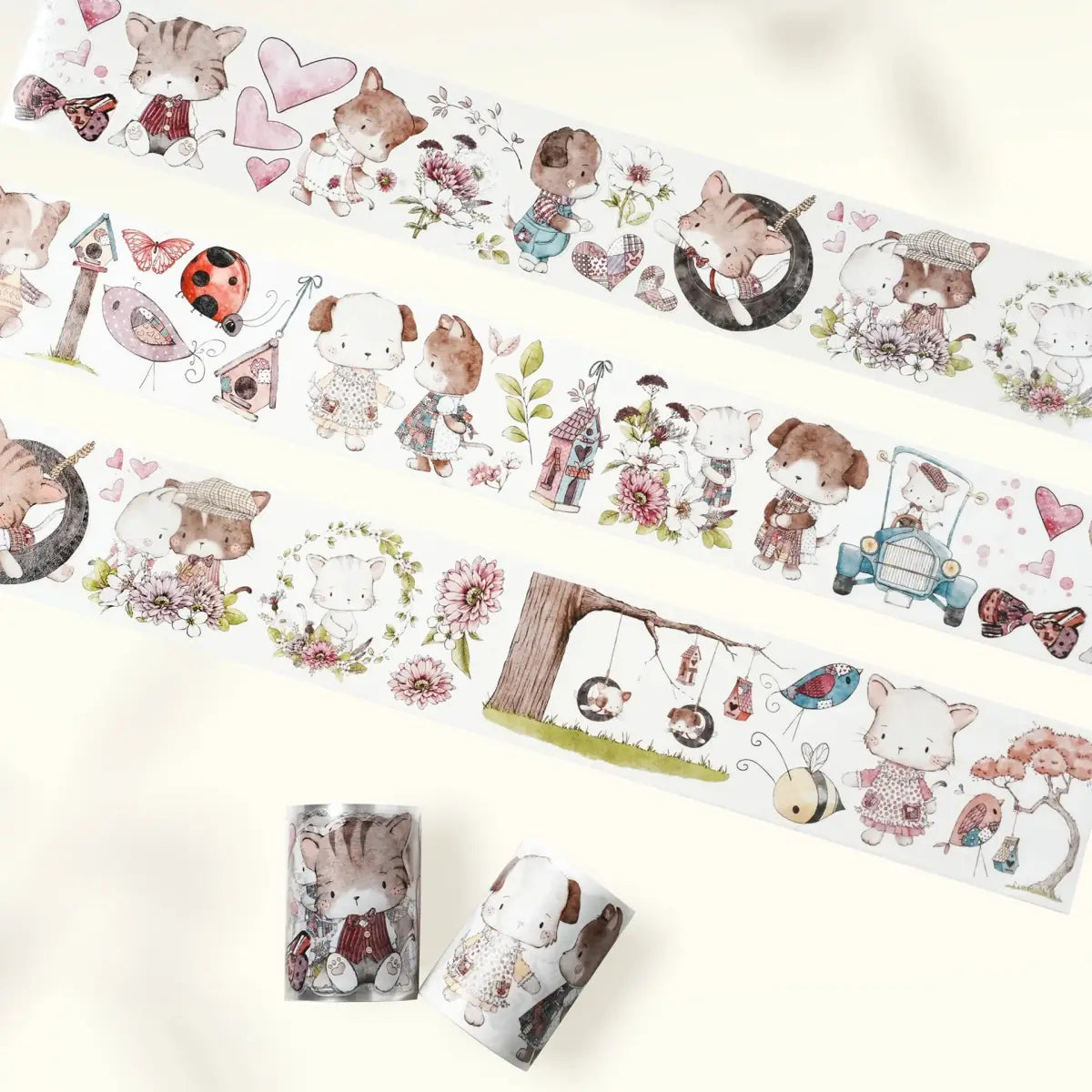 Sticker Washi Tape - Pre - cut - Whisker Connection - 60 mm från Washi Tape Shop. Stickers på rulle med hundar och katter - Tidformera