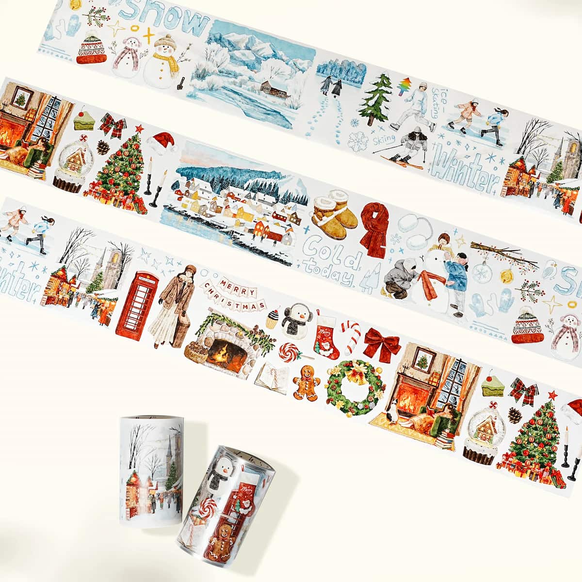 Sticker Washi Tape - Pre - cut - Winter's Whisper - 70 mm - 3 - Washi Tape Shop - Tidformera