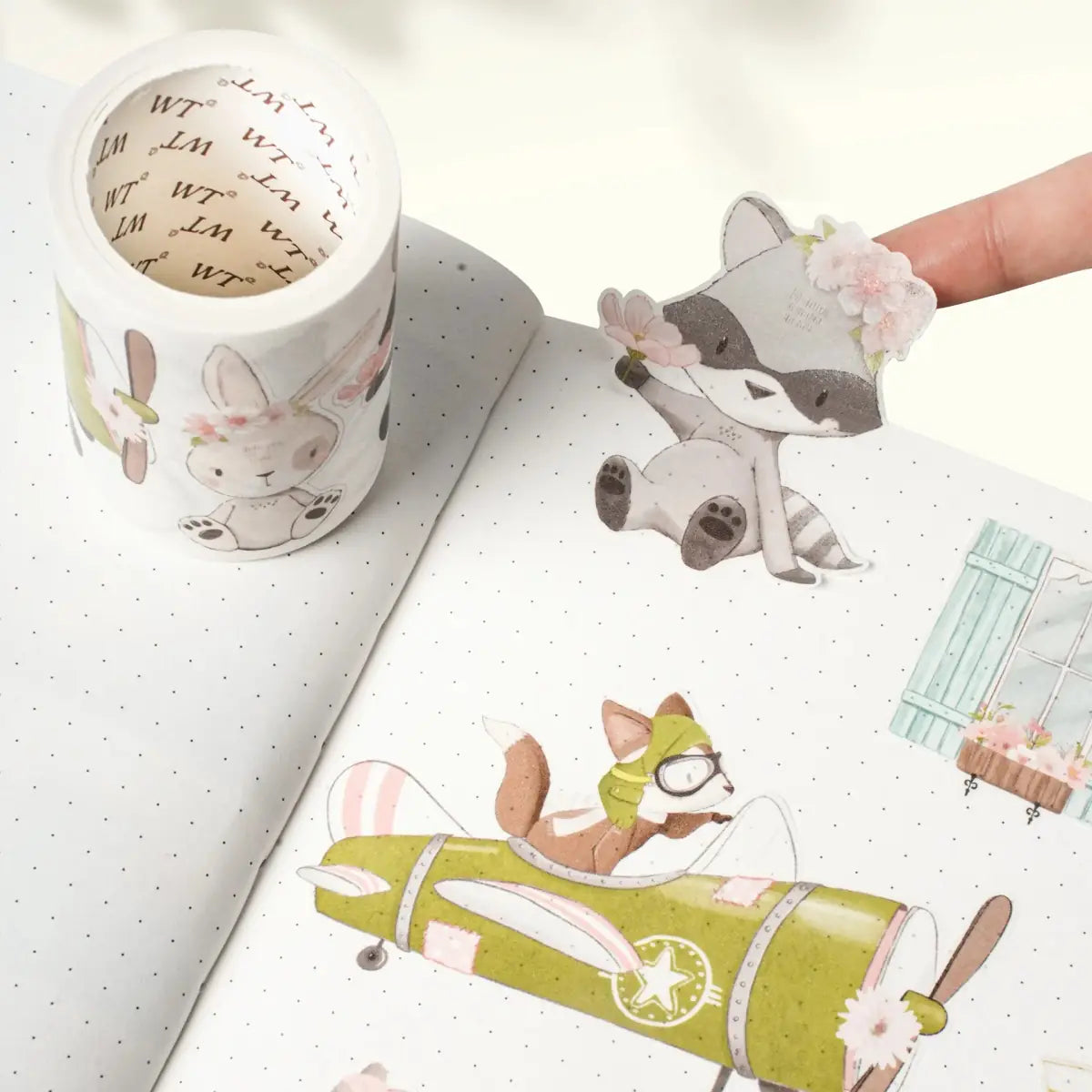 Sticker Washi Tape - Pre - cut - Woodland Pals - 60 mm - 4 - Washi Tape Shop - Tidformera