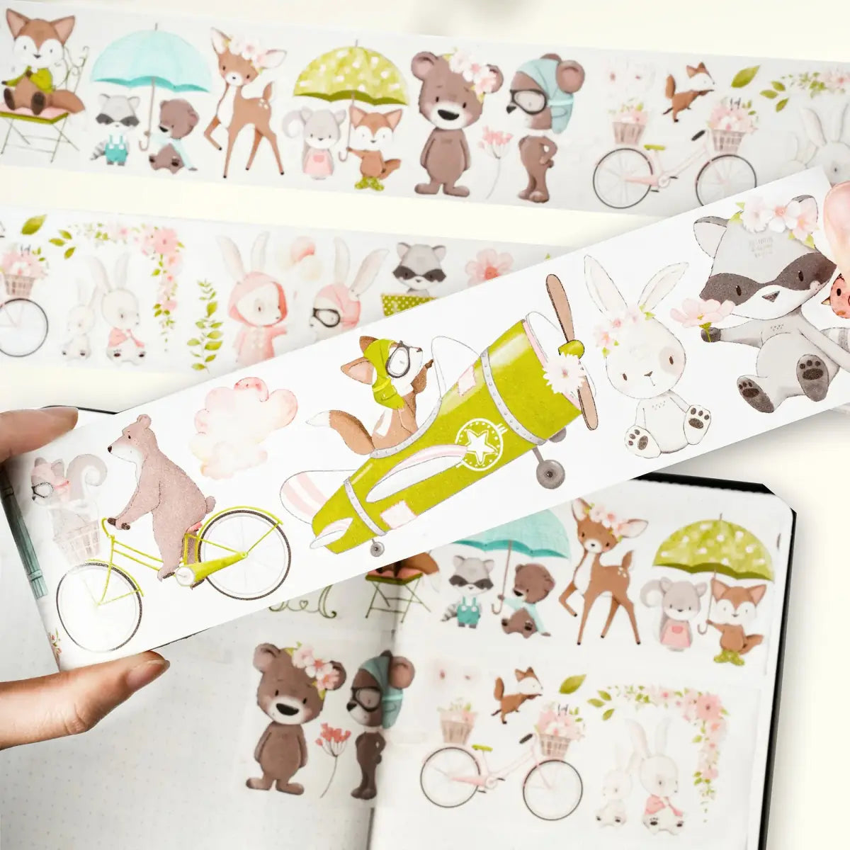 Sticker Washi Tape - Pre - cut - Woodland Pals - 60 mm - 2 - Washi Tape Shop - Tidformera