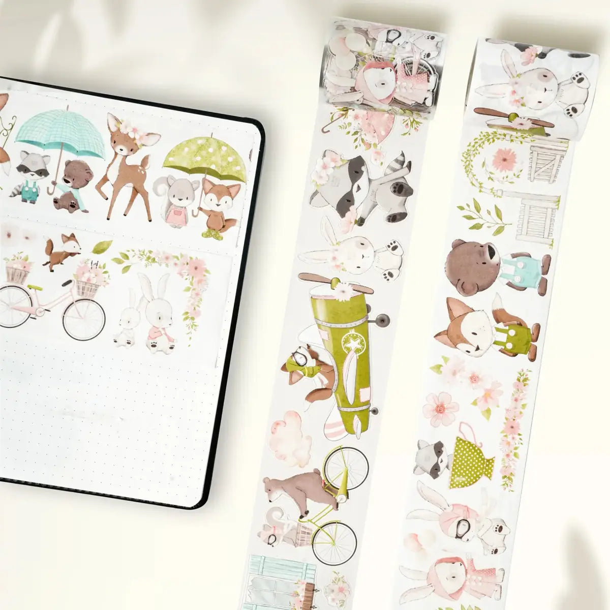 Sticker Washi Tape - Pre - cut - Woodland Pals - 60 mm - 3 - Washi Tape Shop - Tidformera