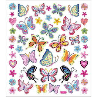Stickers Creotime Butterflies - Colourful butterflies från Creotime. Klistermärken med massa olika fjärilar, blommor och hjärtan - Tidformera