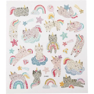 Stickers Creotime Djur - Katter unicorn frÄn Creotime. KlistermÀrken med katter som förvandlats till enhörningar. Tidformera