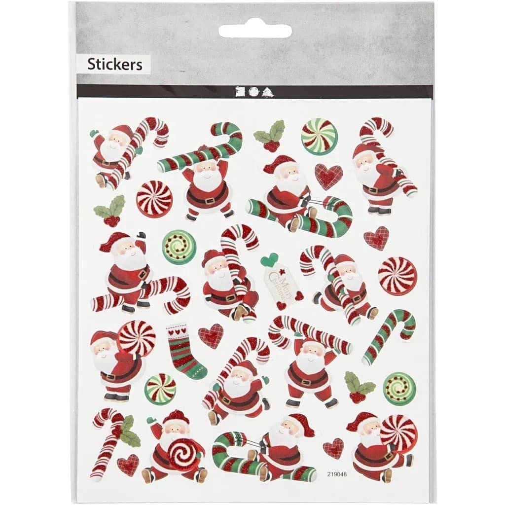 Stickers Creotime Jul - Santa Claus and candy stick - 2 - Creotime - Tidformera