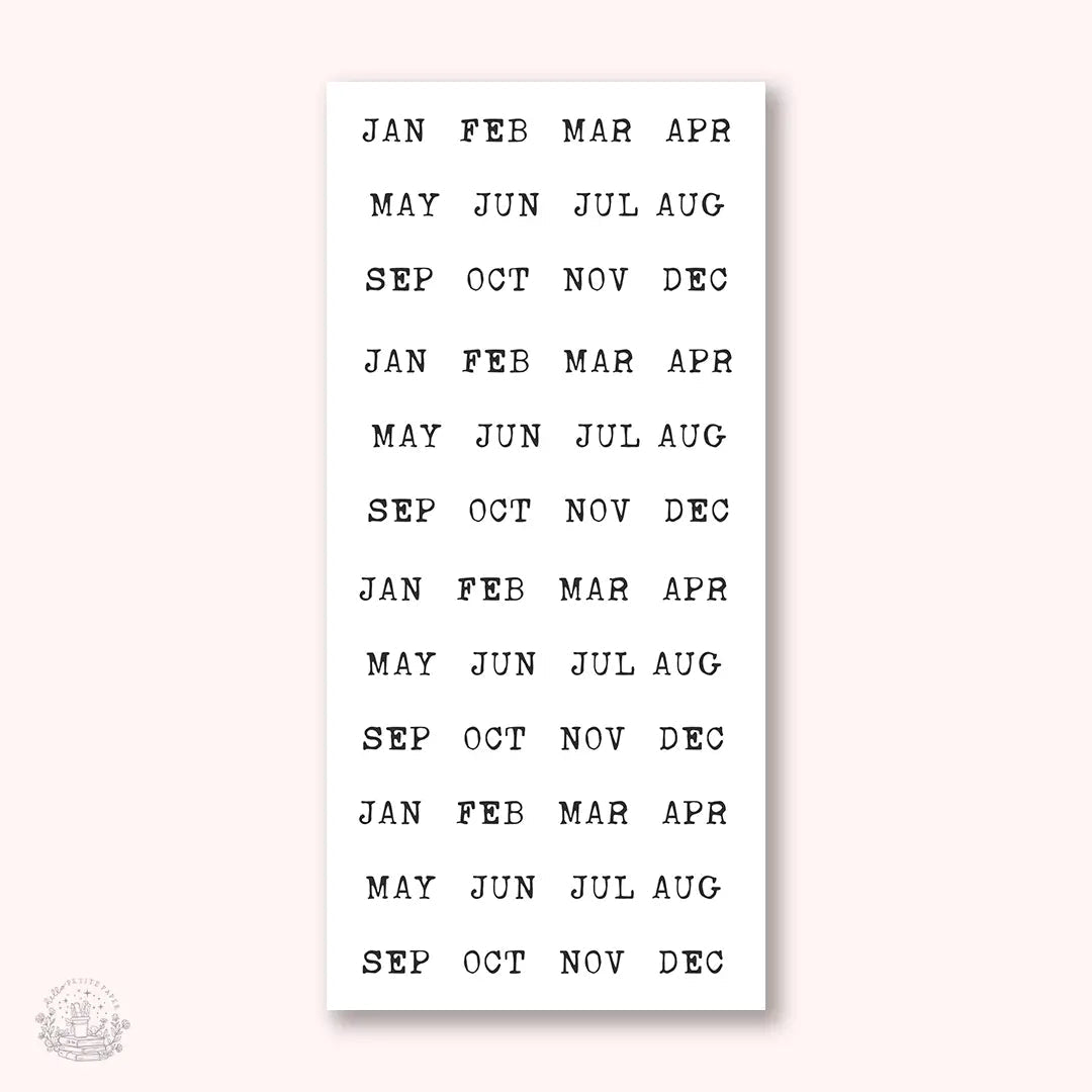Stickers Kalender - Monthly - Large Typewriter (förkortat) - 1 - Hello Petite Paper - Tidformera