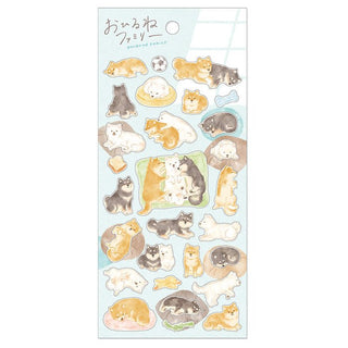 Stickers Ohirune family sticker - Shibata - san family från Mind Wave. Ett ark med klistermärken där hundar är temat. - Tidformera