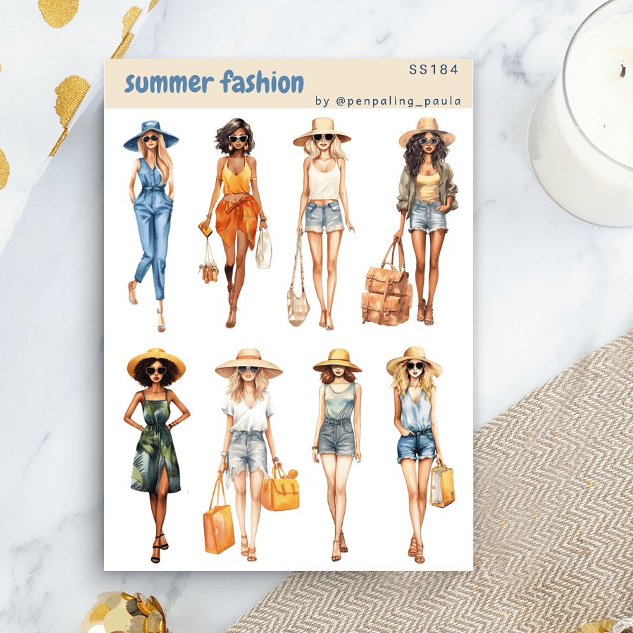 Stickers - Penpaling Paula - Summer fashion - 1 - Penpaling Paula - Tidformera