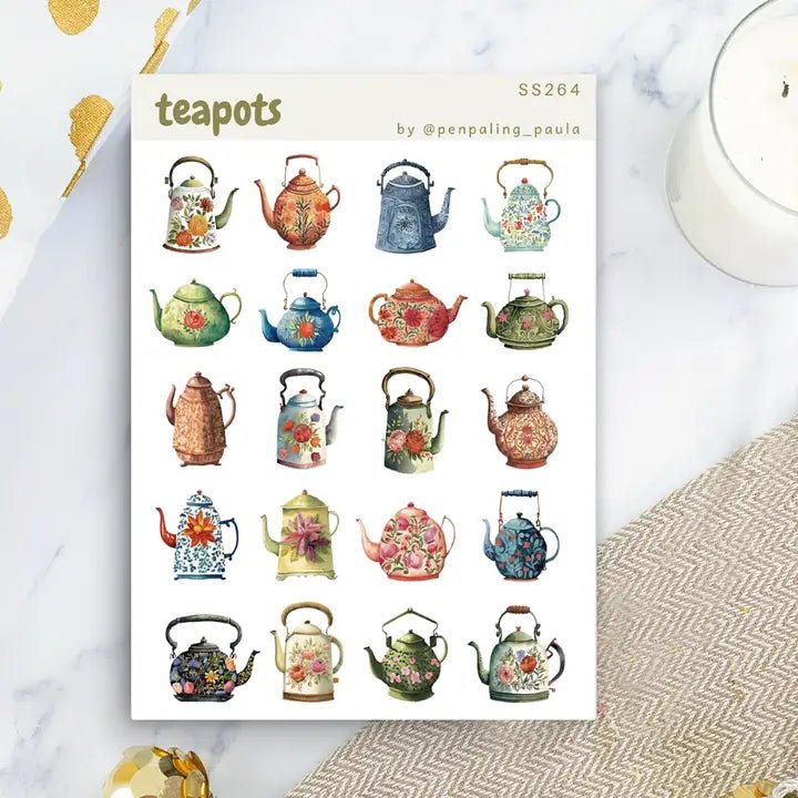 Stickers - Penpaling Paula - Teapots - 1 - Penpaling Paula - Tidformera