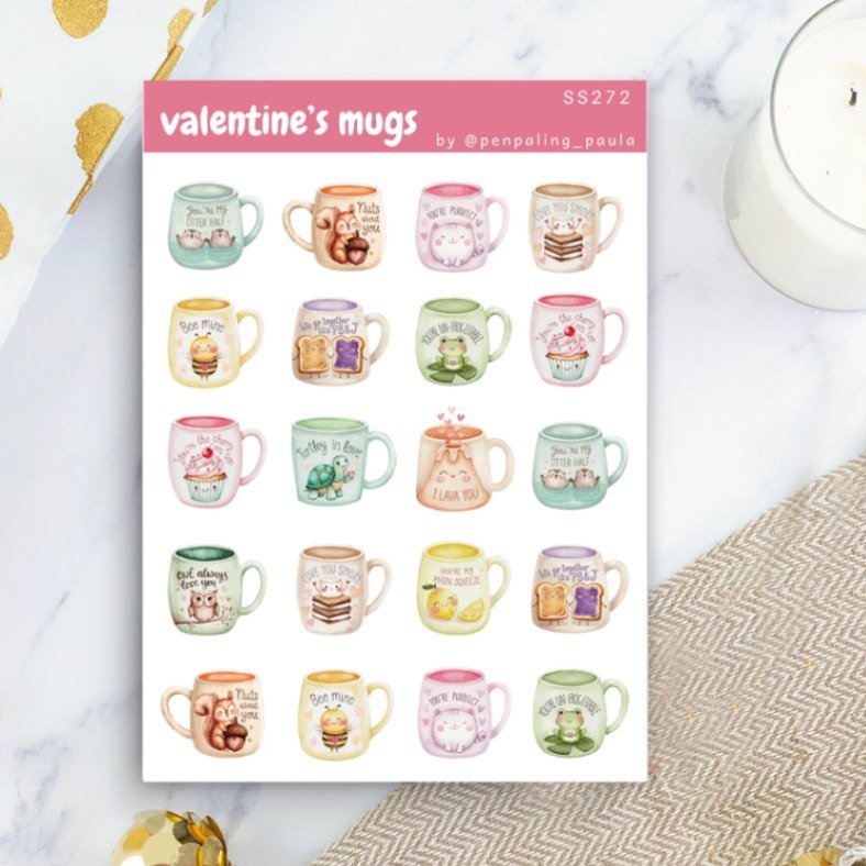 Stickers - Penpaling Paula - Valentine's Mugs - 1 - Penpaling Paula - Tidformera