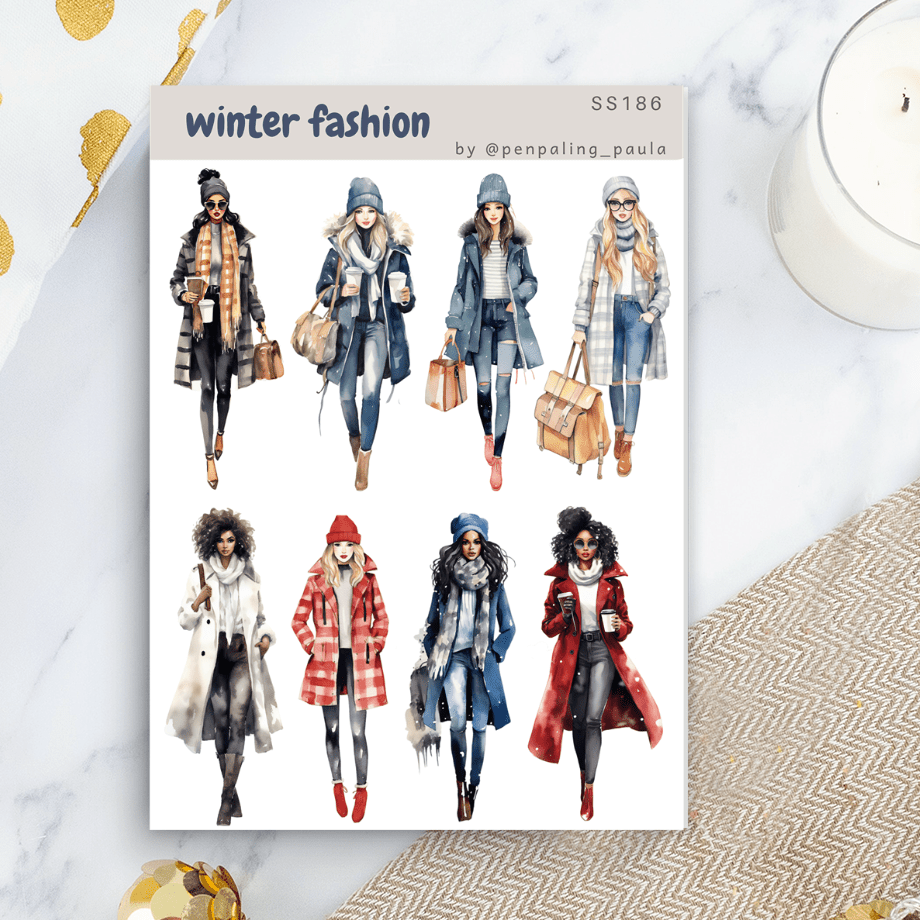 Stickers - Penpaling Paula - Winter Fashion - 1 - Penpaling Paula - Tidformera