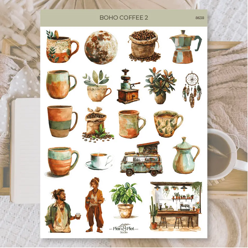 Stickers Plan & Plot Studio - Vinyl - Boho coffee 2 - 1 - Plan & Plot Studio - Tidformera