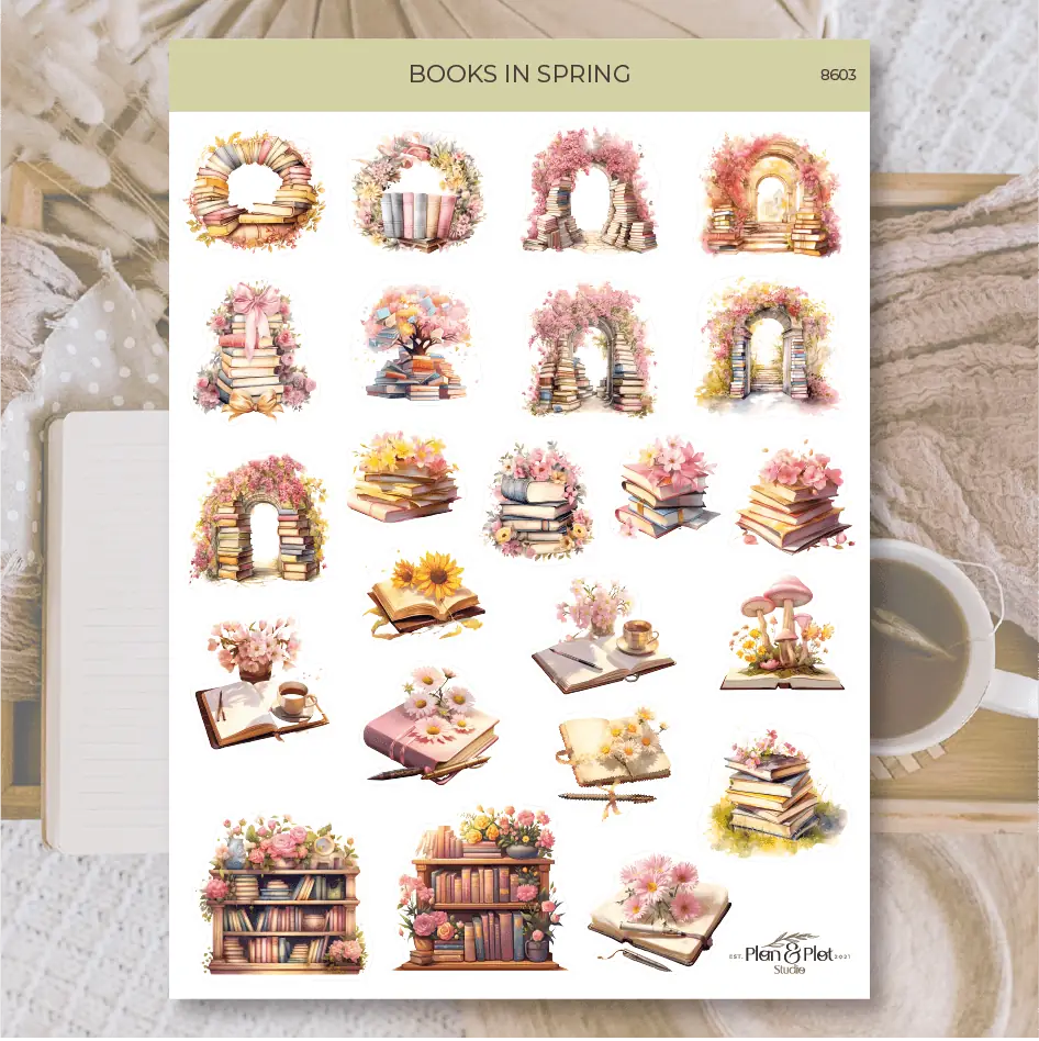 Stickers Plan & Plot Studio Vinyl - Books in spring - 1 - Plan & Plot Studio - Tidformera