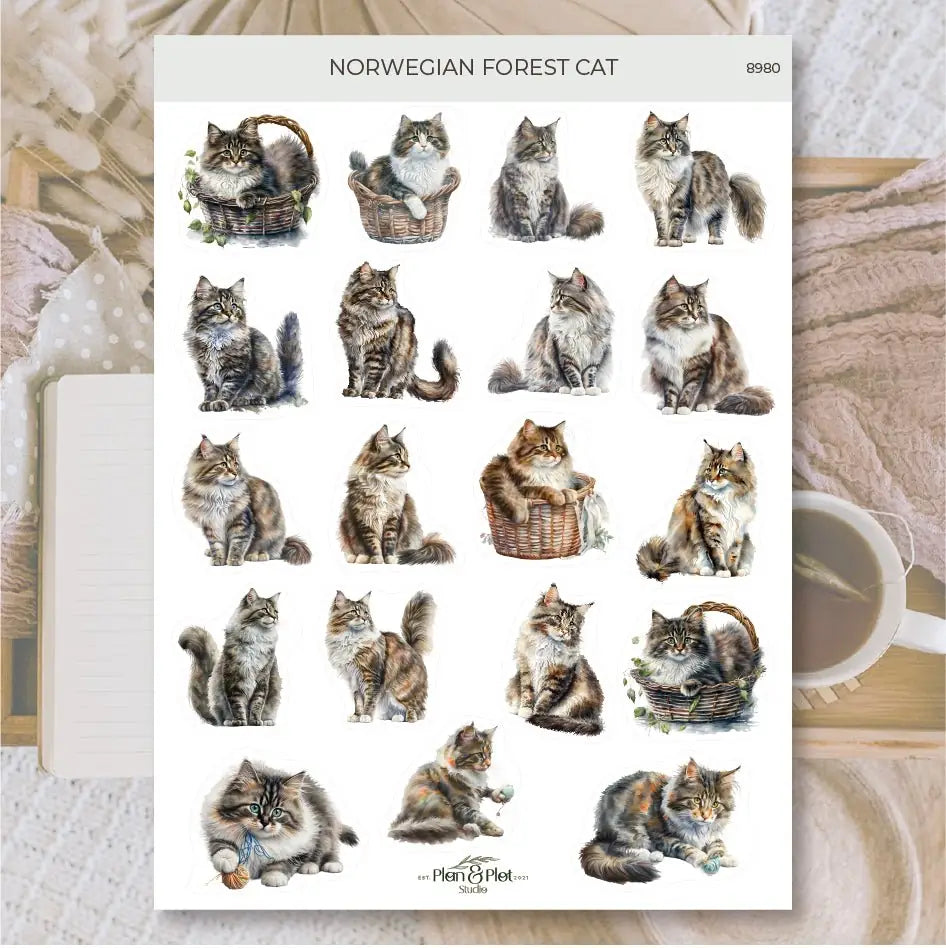 Stickers Plan & Plot Studio Vinyl - Norwegian forest cat - 1 - Plan & Plot Studio - Tidformera