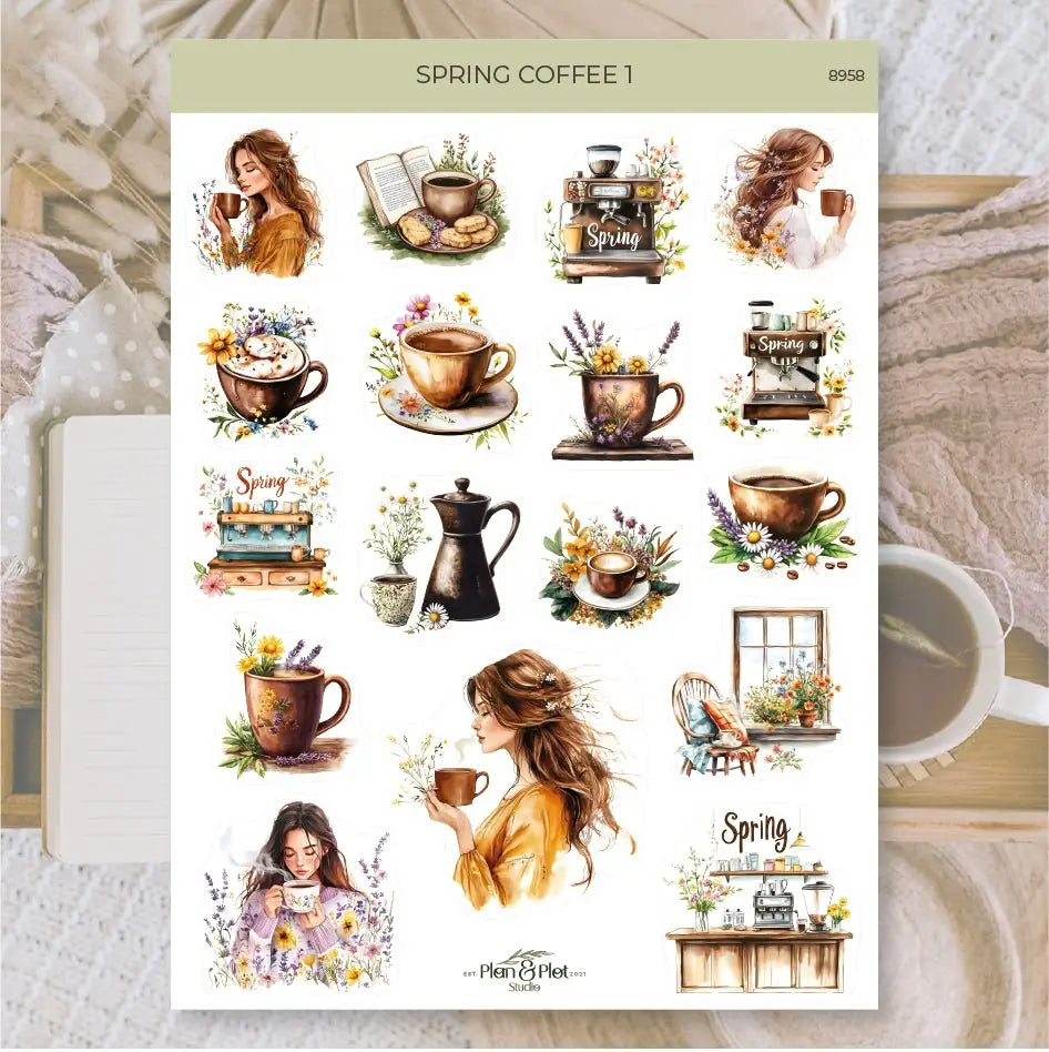Stickers Plan & Plot Studio Vinyl - Spring coffee 1 - 1 - Plan & Plot Studio - Tidformera