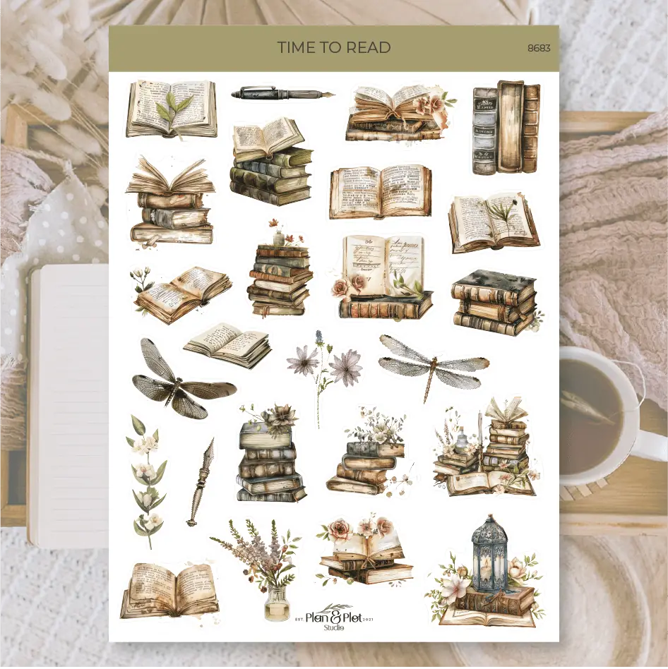 Stickers Plan & Plot Studio Vinyl - Time to read - 1 - Plan & Plot Studio - Tidformera