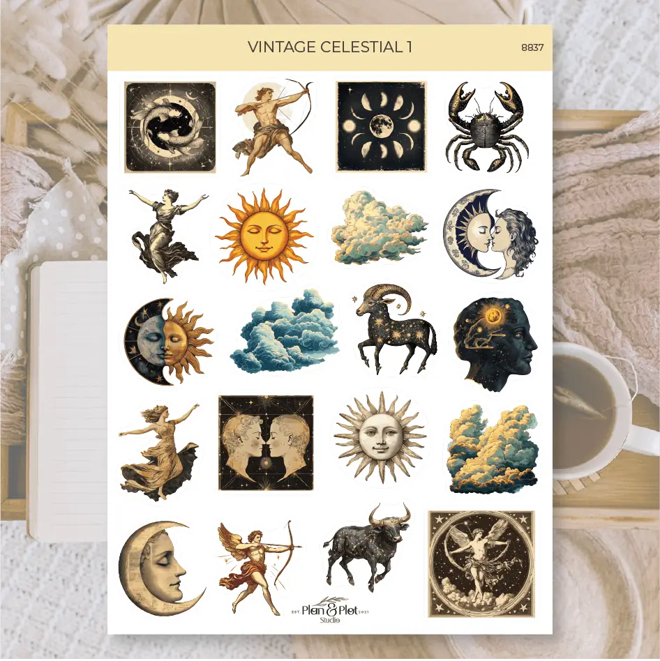Stickers Plan & Plot Studio - Vinyl - Vintage celestial 1 - 1 - Plan & Plot Studio - Tidformera