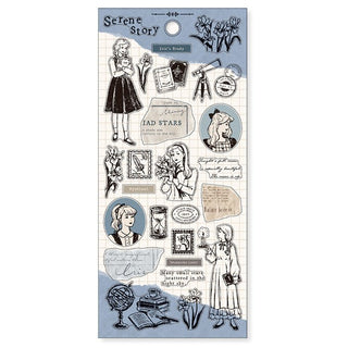 Stickers - Serene Story - Iris study från Mind Wave. Ark med klistermärken med en flicka och texter - Tidformera
