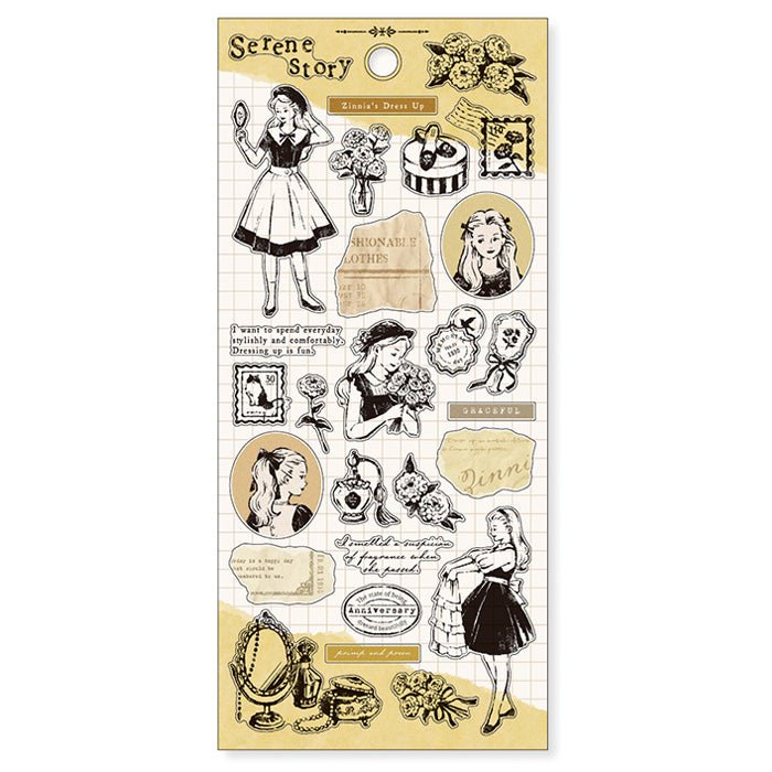 Stickers - Serene Story - Zinnia's dressing up från Mind Wave. Ark med klistermärken med en flicka. - Tidformera