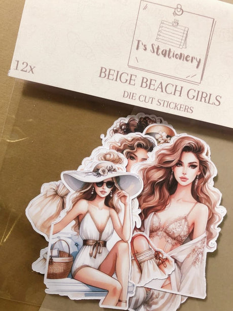 Stickers - T's Stationery - Beige Beach Girls - 2 - T's Stationery - Tidformera