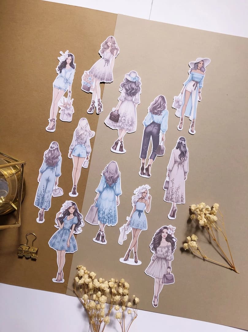 Stickers - T's Stationery - Blue Spring Girls - 7 - T's Stationery - Tidformera