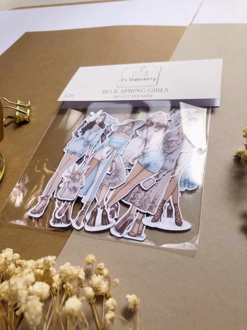 Stickers - T's Stationery - Blue Spring Girls - 4 - T's Stationery - Tidformera