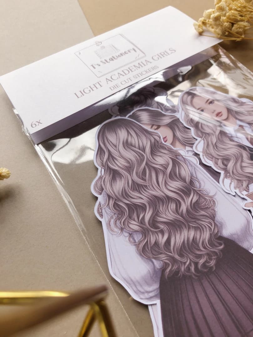 Stickers - T's Stationery - Light Academia Girls - 5 - T's Stationery - Tidformera