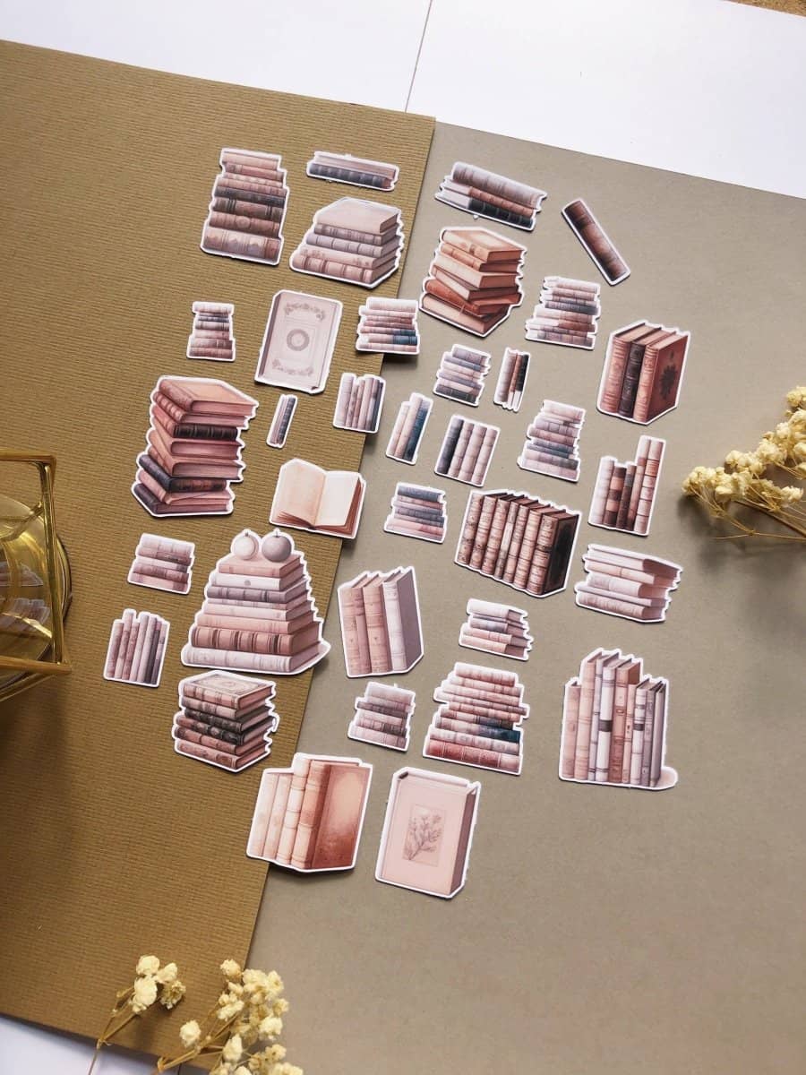 Stickers - T's Stationery - Old aesthetic books - 3 - T's Stationery - Tidformera