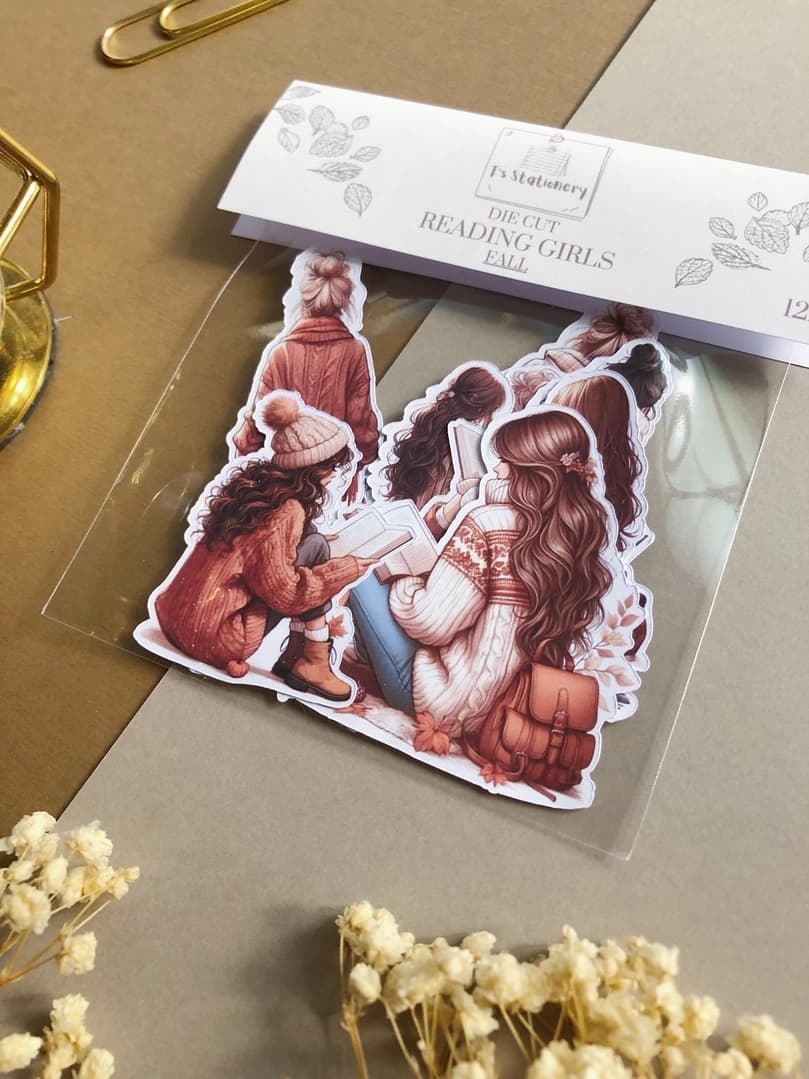 Stickers - T's Stationery - Reading girls Fall - 4 - T's Stationery - Tidformera