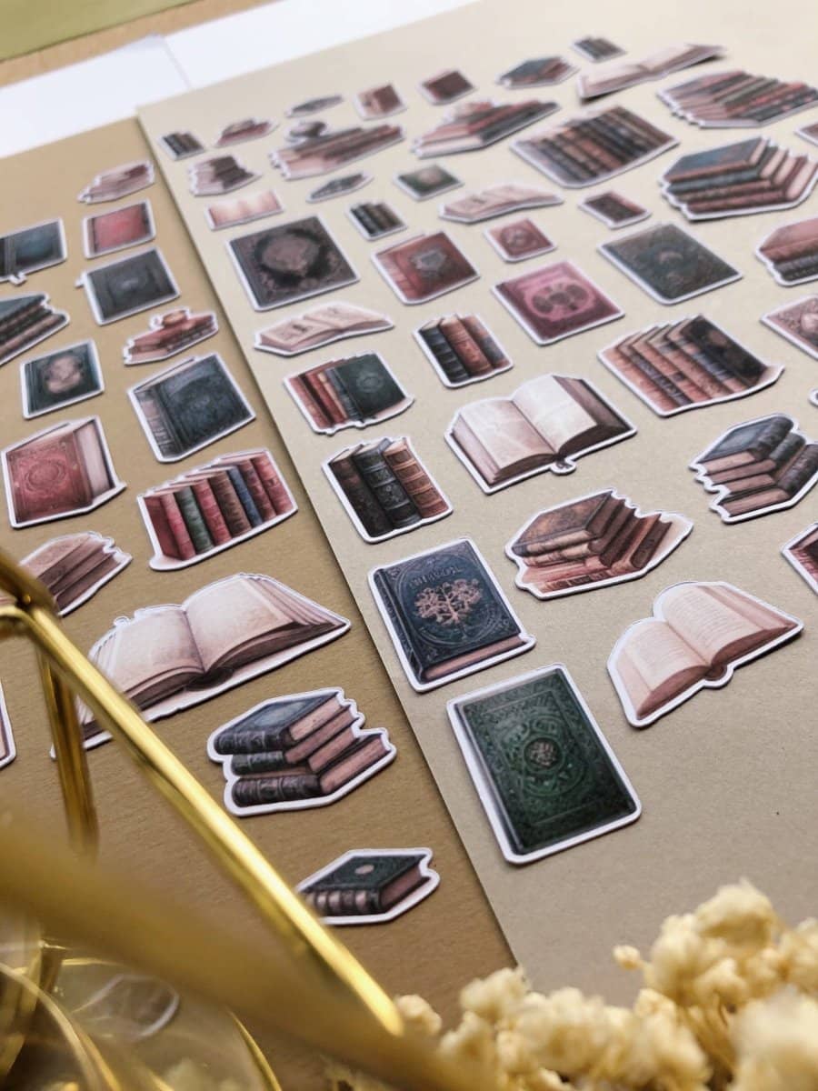 Stickers - T's Stationery - XL Antique books sticker pack - 4 - T's Stationery - Tidformera