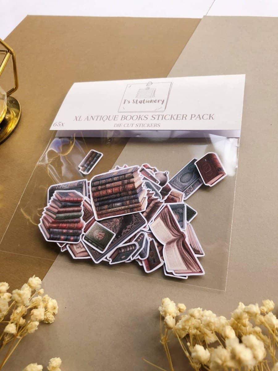 Stickers - T's Stationery - XL Antique books sticker pack - 3 - T's Stationery - Tidformera