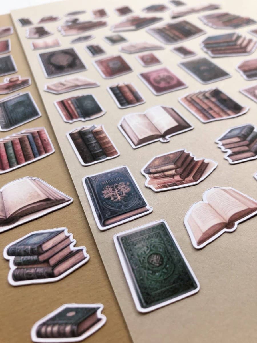 Stickers - T's Stationery - XL Antique books sticker pack - 8 - T's Stationery - Tidformera