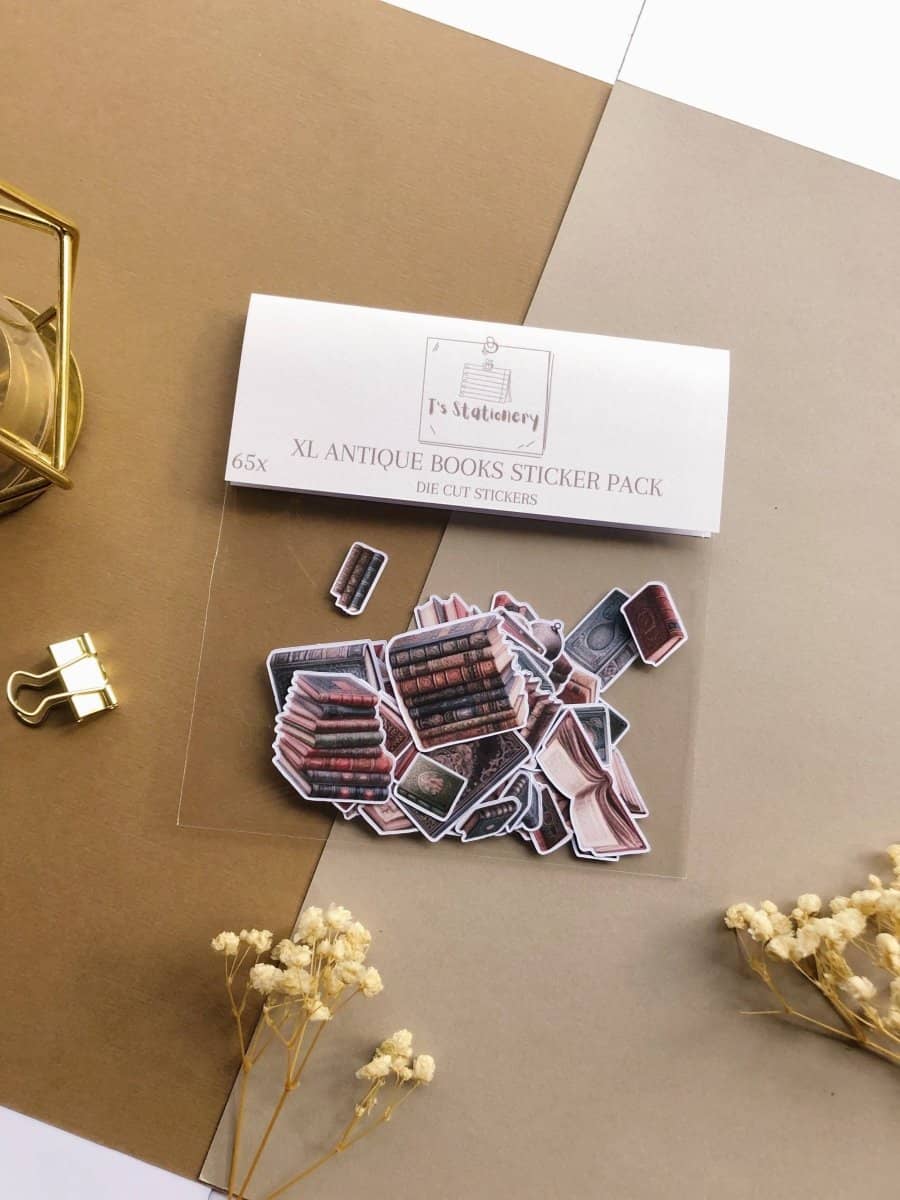 Stickers - T's Stationery - XL Antique books sticker pack - 1 - T's Stationery - Tidformera