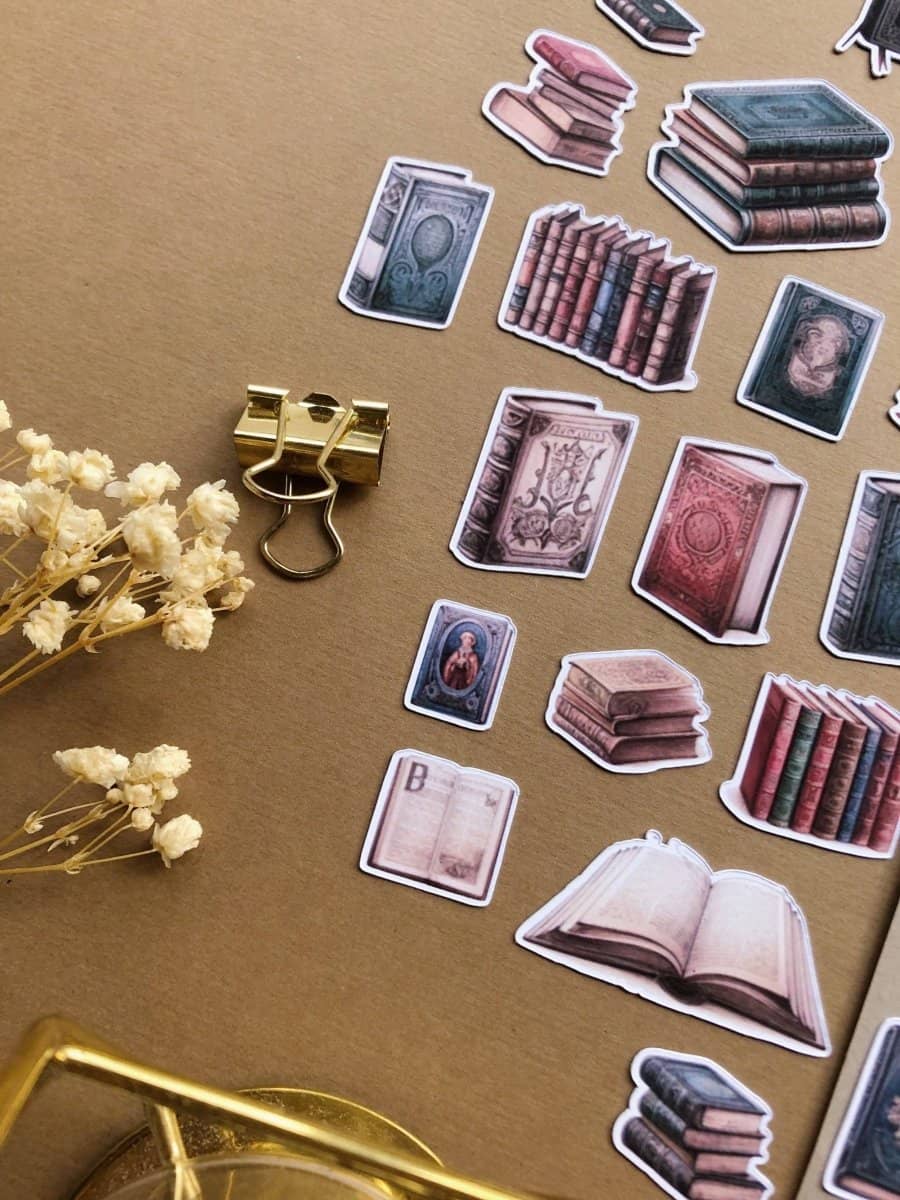 Stickers - T's Stationery - XL Antique books sticker pack - 7 - T's Stationery - Tidformera