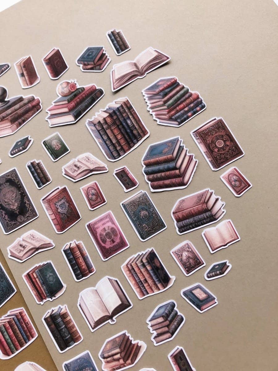 Stickers - T's Stationery - XL Antique books sticker pack - 6 - T's Stationery - Tidformera