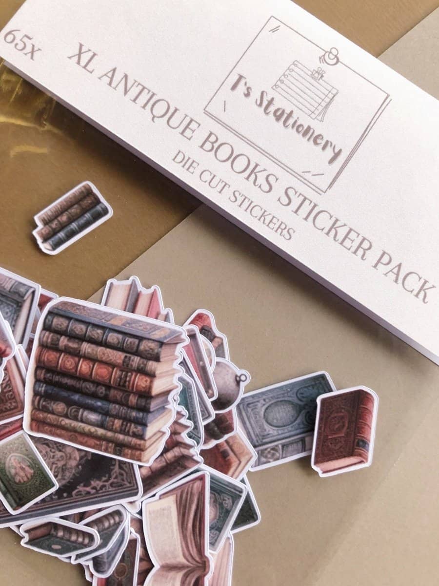 Stickers - T's Stationery - XL Antique books sticker pack - 9 - T's Stationery - Tidformera