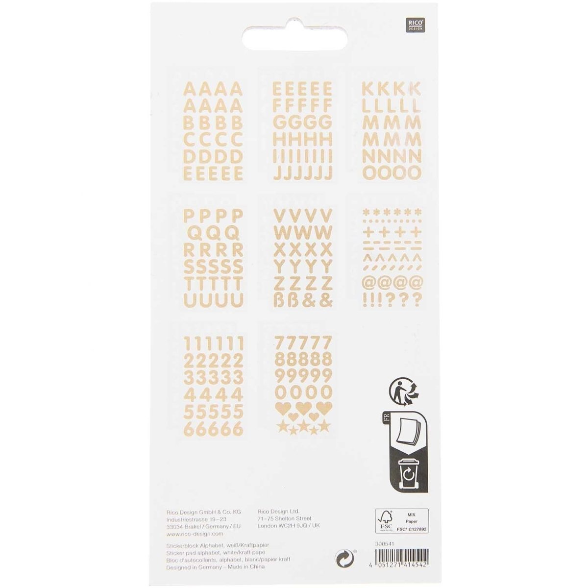 Stickersblock Paper Poetry Alfabetet - White/Craft - 2 - Rico Design - Tidformera