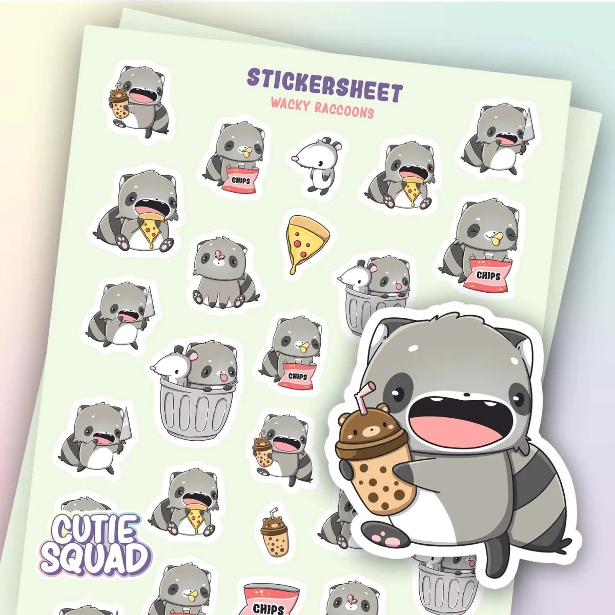 Stickersheet CutieSquad - Silly trash pandas - 1 - CutieSquad - Tidformera