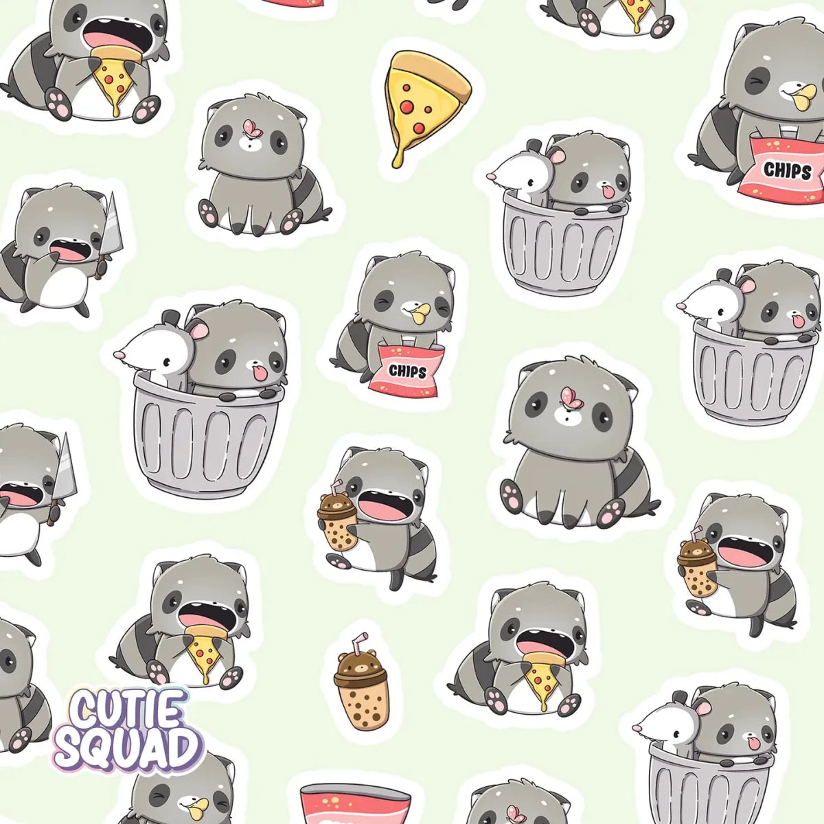 Stickersheet CutieSquad - Silly trash pandas - 2 - CutieSquad - Tidformera