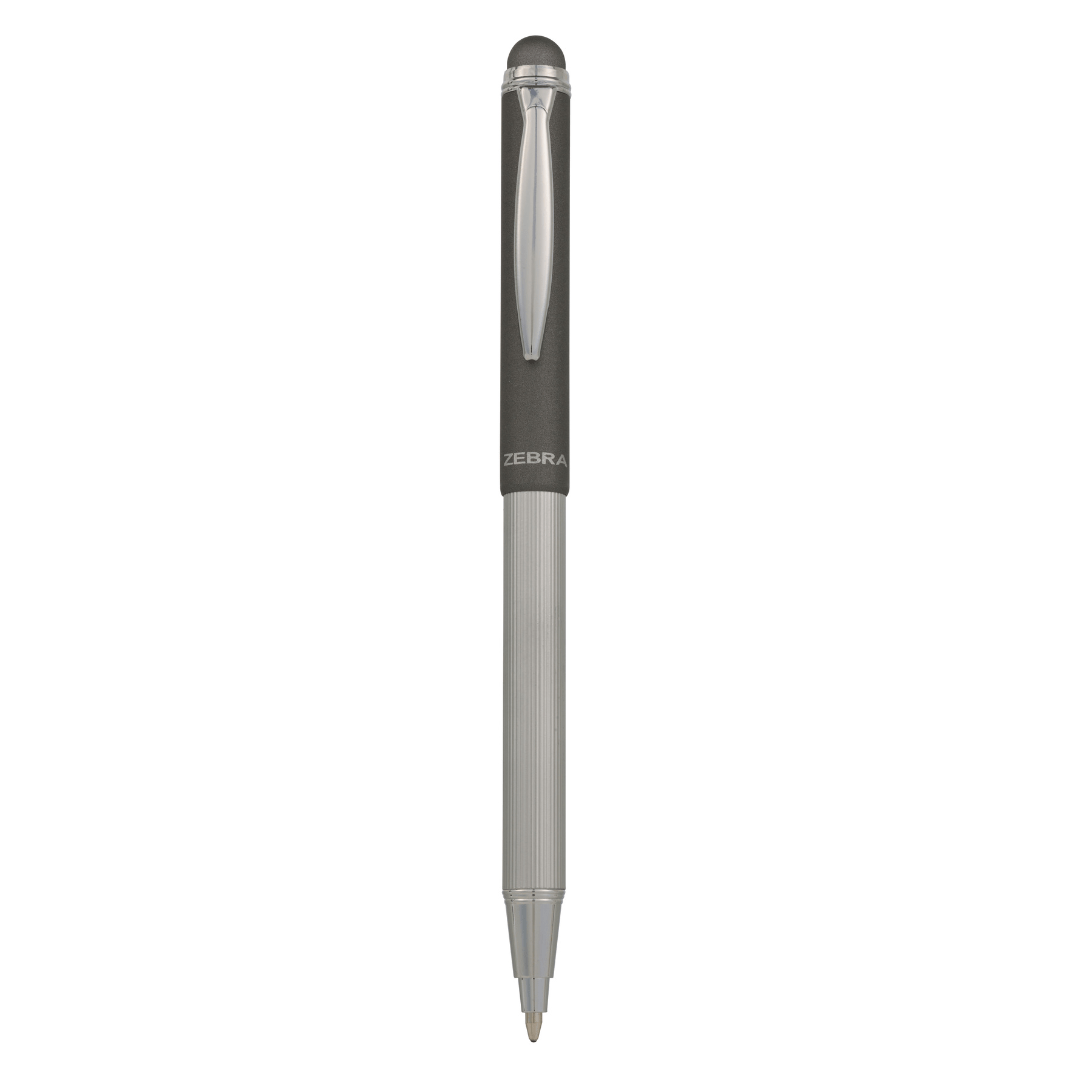Grå penna i metall Telescopic Stylus Kulspetspenna från Zebra. Utdragen för att skriva med.  -  Tidformera