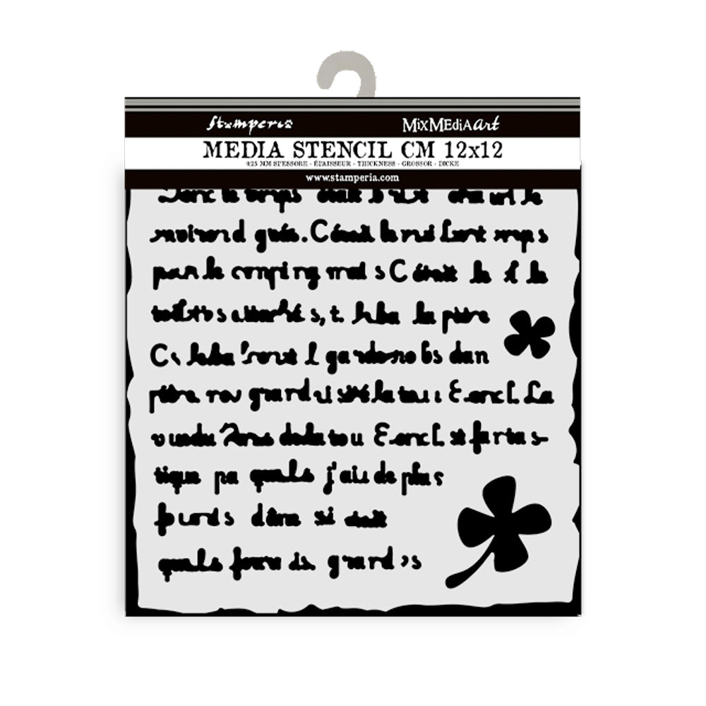 Thick Stencil 12 x 12 cm - Art of Travelling - Handmade Letter - 2 - Stamperia - Tidformera