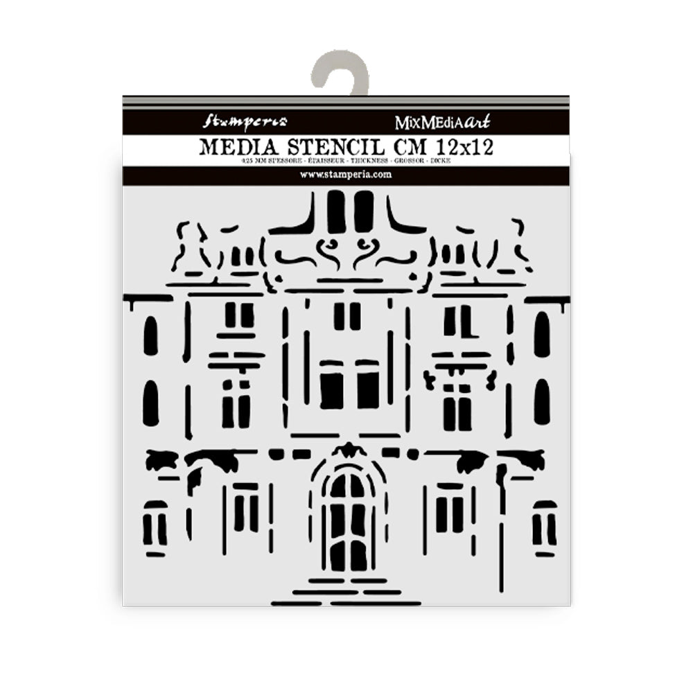 Thick Stencil 12 x 12 cm - Art of Travelling - Palace - 2 - Stamperia - Tidformera