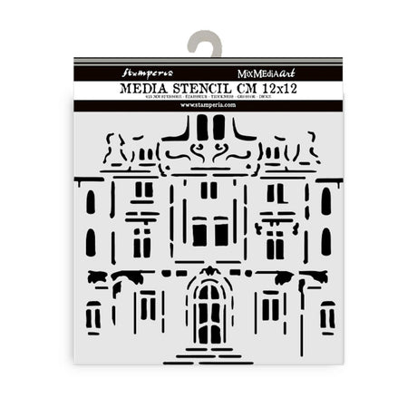 Thick Stencil 12 x 12 cm - Art of Travelling - Palace - 2 - Stamperia - Tidformera