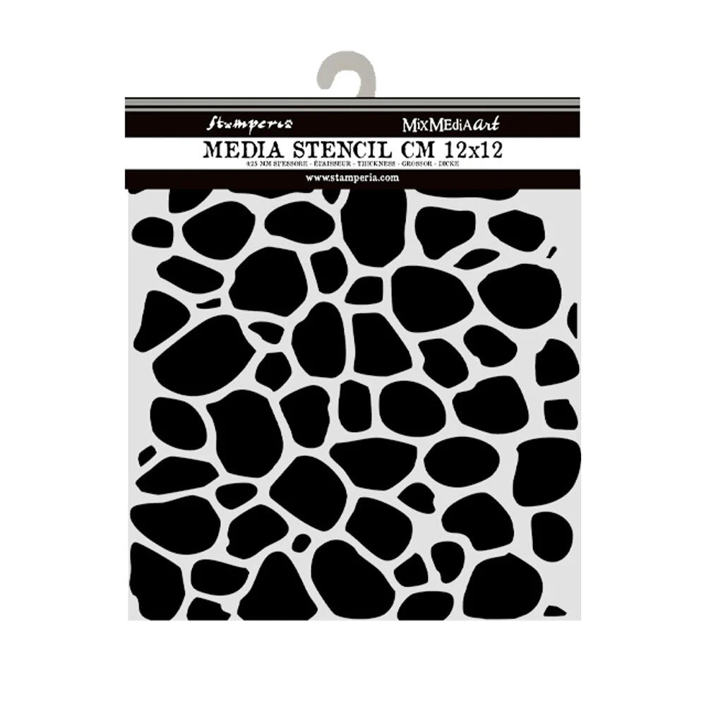 Thick Stencil 12 x 12 cm - Hidden Grove - Stone Pattern - 1 - Stamperia - Tidformera