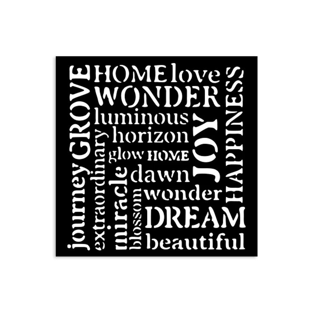 Thick Stencil 12 x 12 cm - Hidden Grove - Writings - 2 - Stamperia - Tidformera