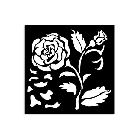 Thick Stencil 12 x 12 cm - House of Roses - Big Rose - 2 - Stamperia - Tidformera