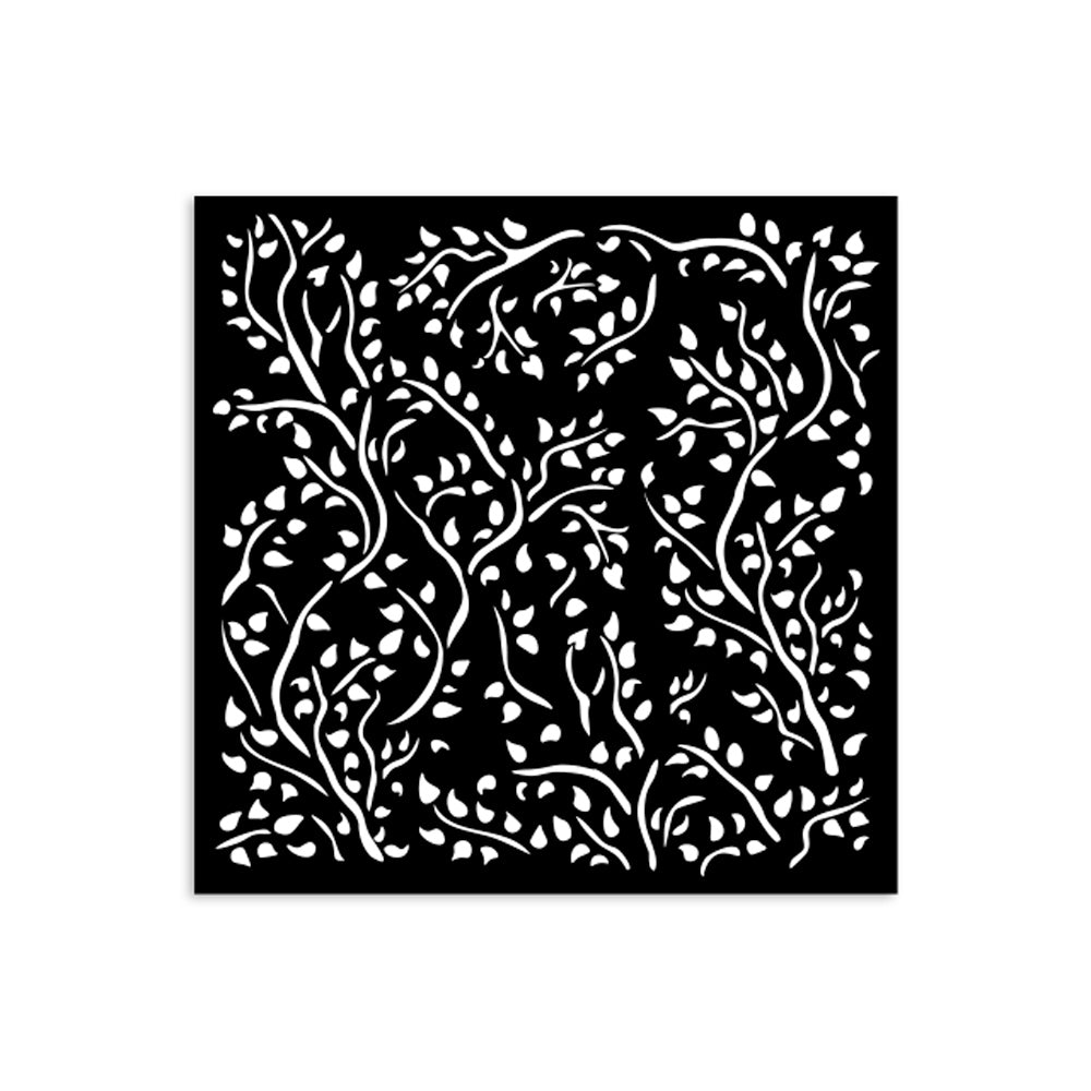 Thick Stencil 12 x 12 cm - House of Roses - Branch Pattern - 2 - Stamperia - Tidformera