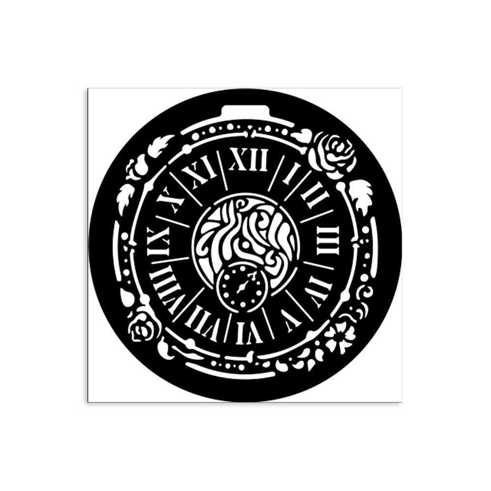 Thick Stencil 12 x 12 cm - House of Roses - Clock - 2 - Stamperia - Tidformera